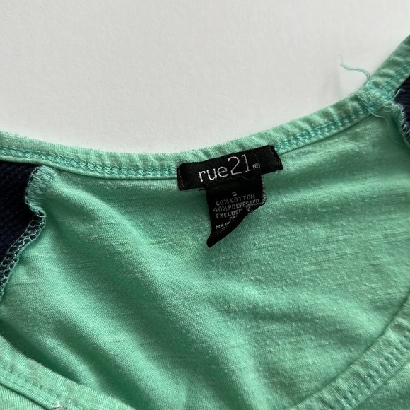 💖 Rue 21 Teal Baseball Tee Sz SM - Picture 2 of 3